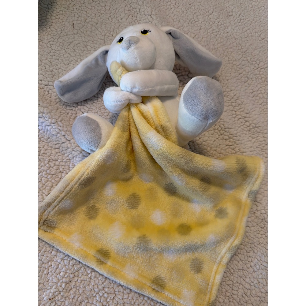 Little Beginnings White Puppy Dog Yellow Polka Dot Plush Security Blanket Lovey